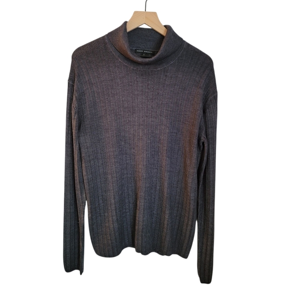 Robert Barakett 100% Wool Gray Ribbed Mens Turtleneck Devon‎ Sweater L - Picture 2 of 6